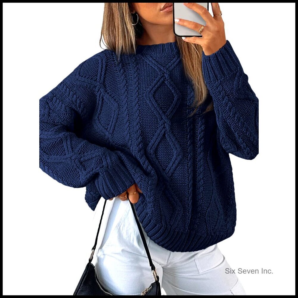 Oversized Cable Knit Sweater Cozy Chic Pullover Classic Fall Essential